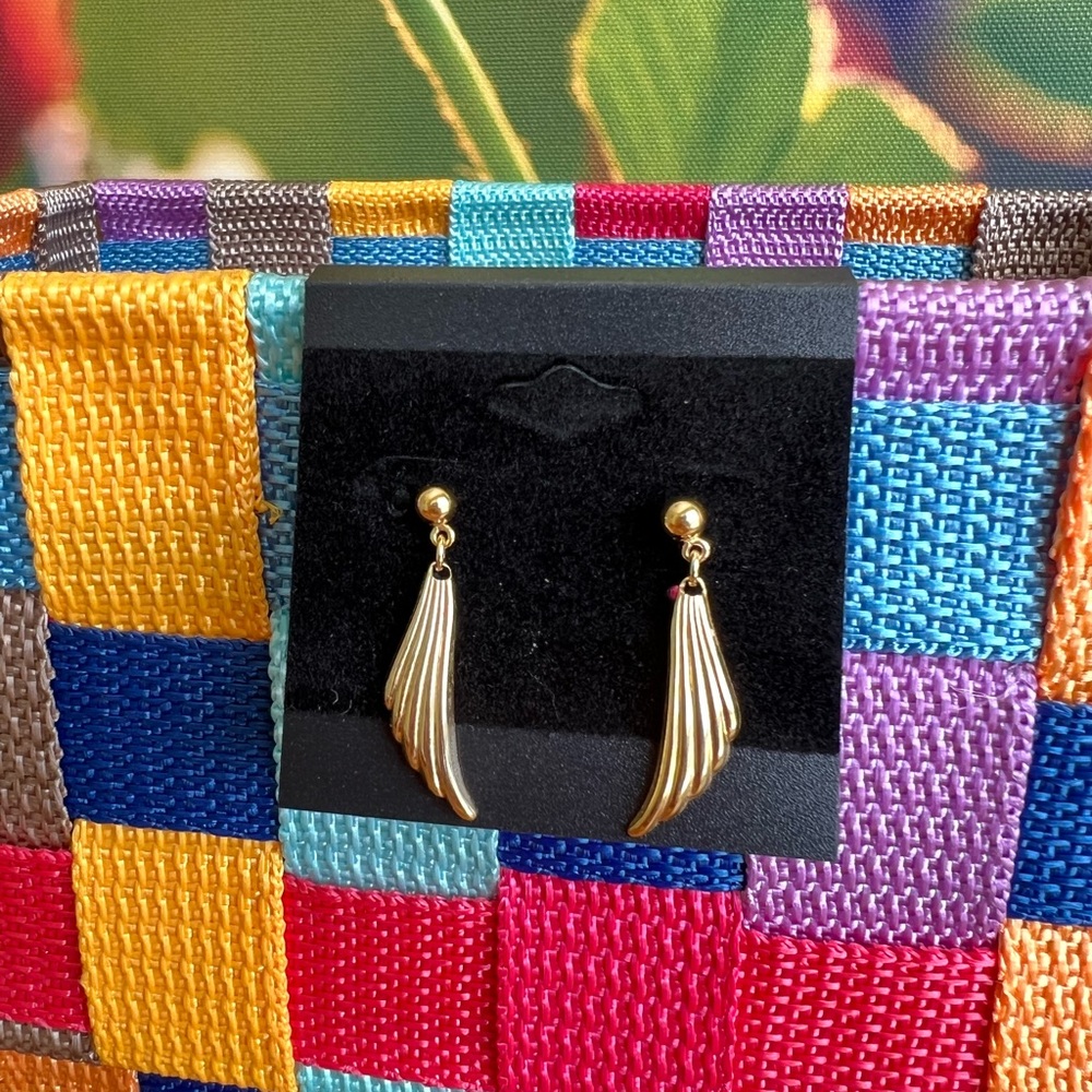Vintage Gold Tone Flying Wing Earrings
